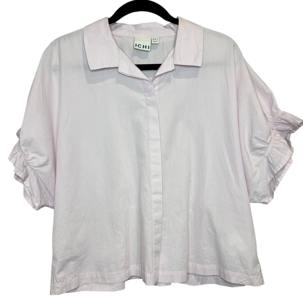 ICHI Light Pink Blouse with Ruffle Sleeves